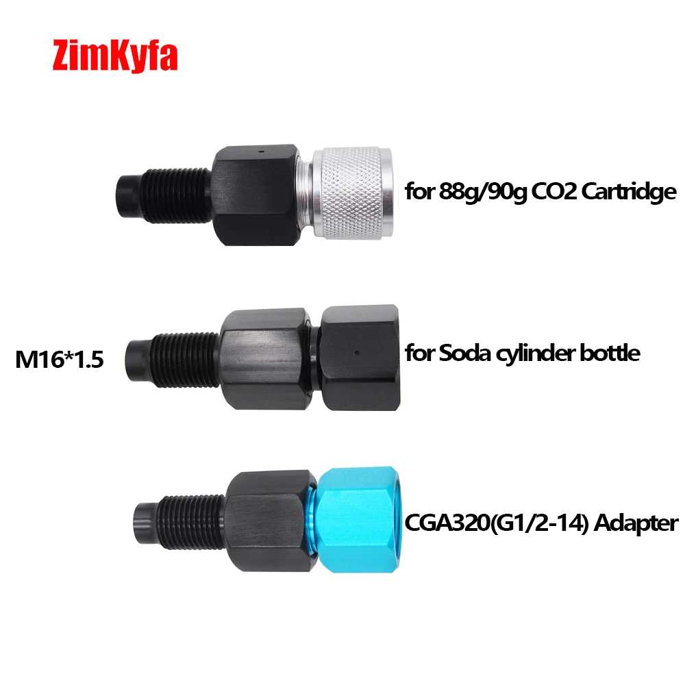 CO2 Adapter Gas Source Adaptor For Sodastream Cylinder Tr21-4,G1/2-14,CGA320 Bottle,M16x1.5 For 88g 90g Cylinder