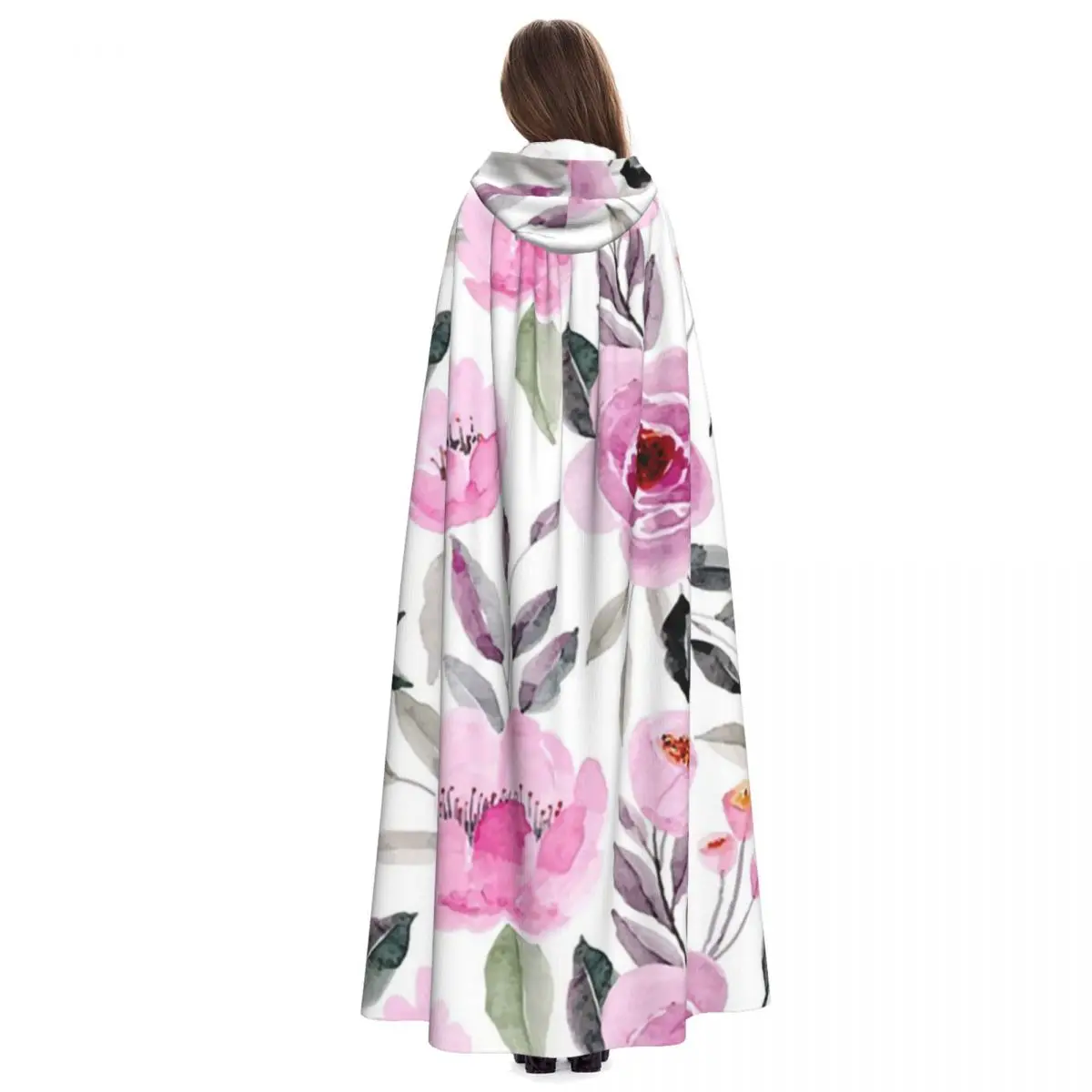 Fundos florais vintage, um visual atemporal, capa longa com capuz, bruxa, fantasia medieval, capa cosplay, festa de halloween, adulto, unissex