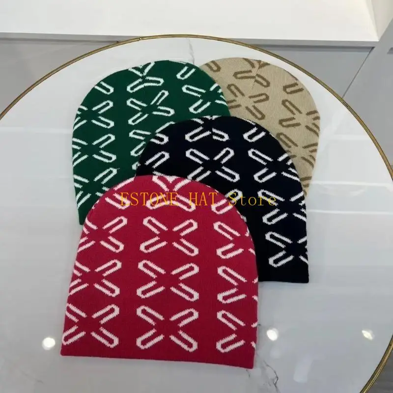 49MF Winter Knitted for Men Windproof Handmade Skiing Riding Hat for Teens