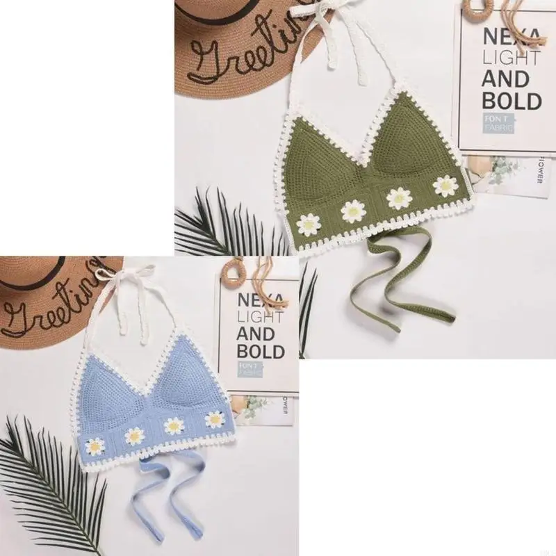 Trendy Summer Bralette Cami Padded Crochet Boho Beach Wear for Women Girl