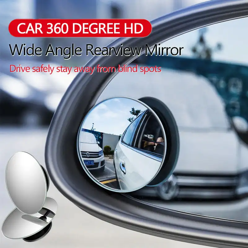 2Pcs Car Mirror HD Convex Mirror Blind Spot Auto Rearview Mirror 360 Degree Wide Angle Vehicle Parking Rimless Mirrors