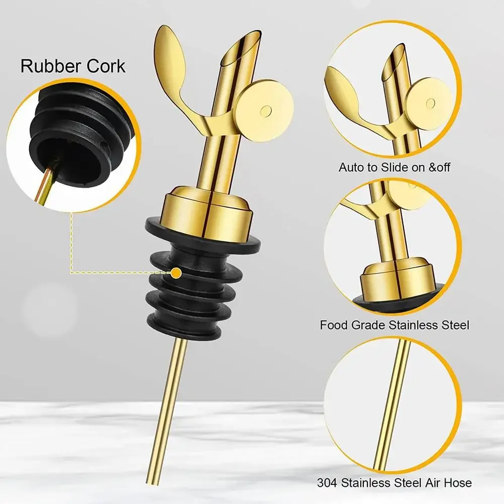 1PC Stainless Steel Bottle Pourer Auto Flip Liquor Bottle Pourer for Alcohol Pour Spout with Plug for Cocktail Olive Oil Vinegar