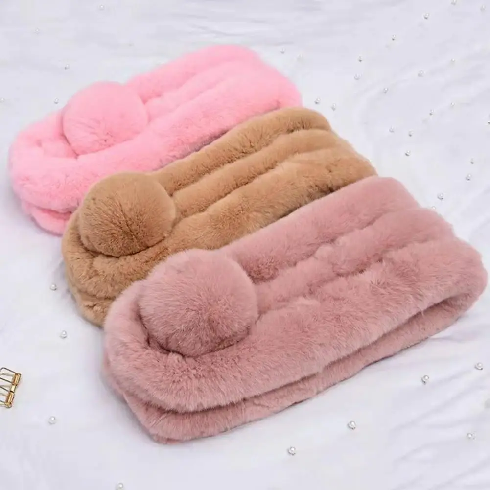 

Furry Scarf Wrap Faux Rabbit Fur Sweet Plush Ball Girl Lolita Neckerchief Winter Neck Warmer Wedding Banquet Shawl Dress Shawl