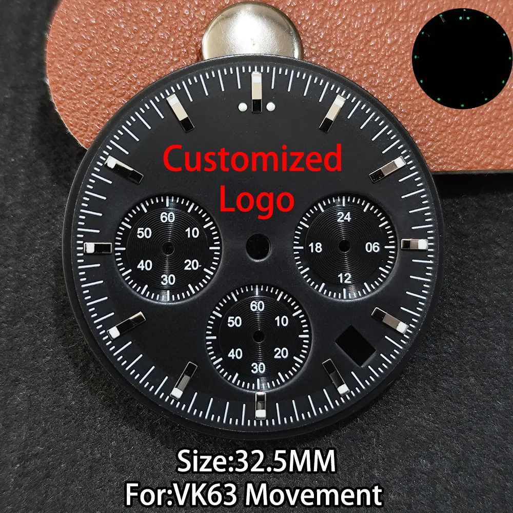 

Customized Logo Dial VK63 Dial For 32.5MM VK63 Watch Dials Luminous Dial For VK63 Movement Watch Accessories custom Logo Dial