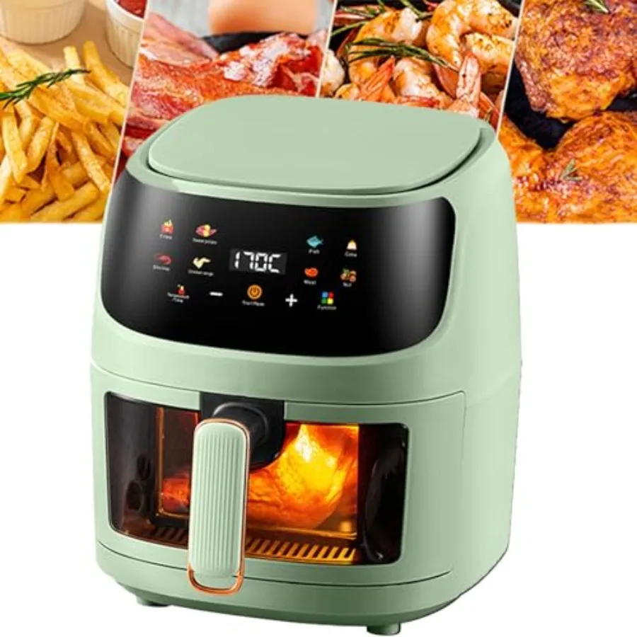 Air Fryer With Viewing Window And Touch Screen Oil-Free And Healthier 5L Large Capacity One-Touch Digital Control 8 Presets Qui