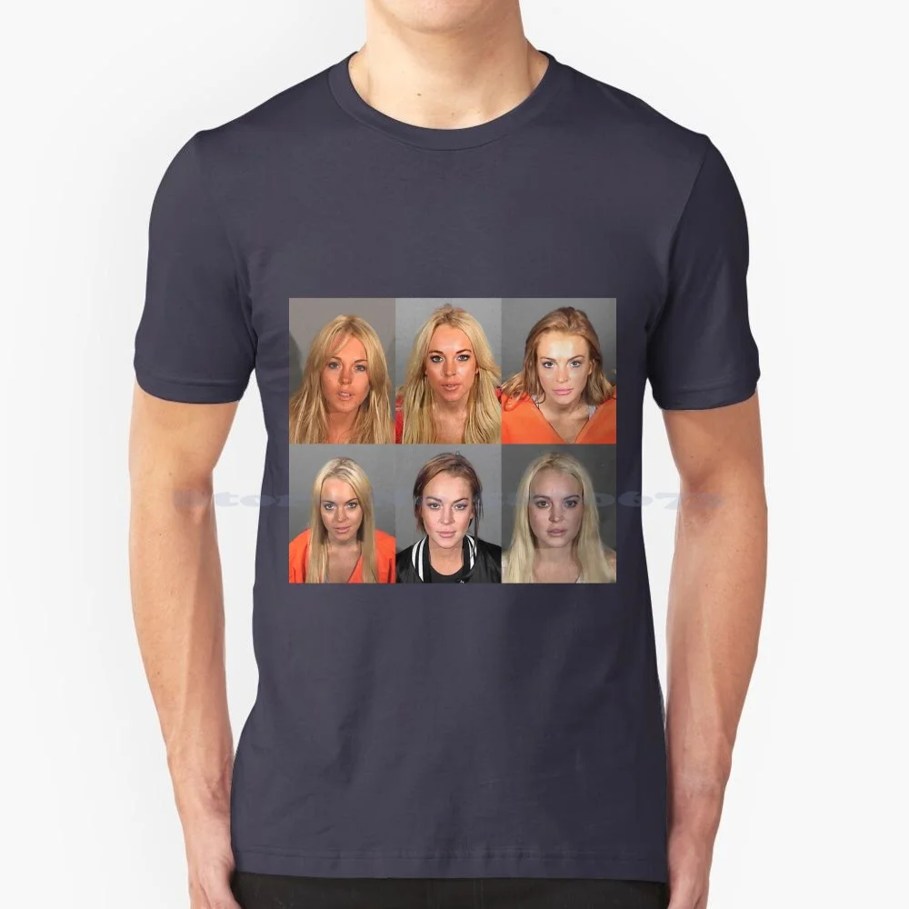 Lindsay Lohan Mugshot Funny T Shirt 100% Cotton Tee Lindsay Lohan Mugshot Funny