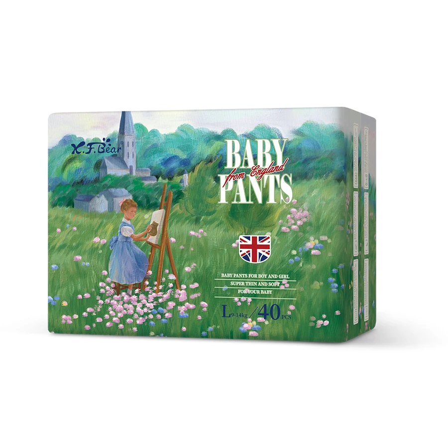 Jednorazowe spodnie do chodzenia dla niemowląt Xiaofeixiong, lekkie i oddychające, z wydłużonym stanem zapobiegającym zmarszczkom w talii dziecka.