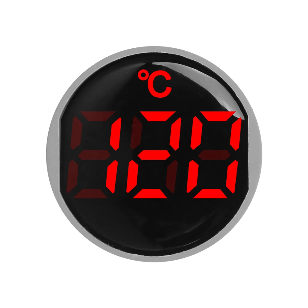 Imagem -06 - Mini Medidor de Temperatura Digital com Display de Luz Redondo Pequeno Indicador do Medidor dc 5v48v 12v 24v 20+ 120c 1m Sensor 22 mm