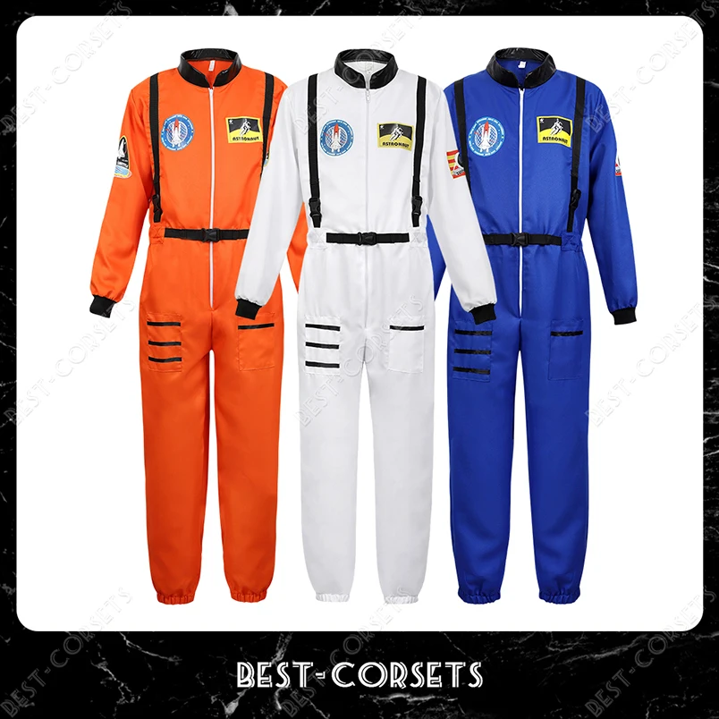 Volwassenen Astronaut Kostuum Cosplay Vrouwen Mannen Ruimte Astronaut Kostuum Voor Kinderen Jumpsuit Rits Familie Ruimtepak Kostuum Carnaval