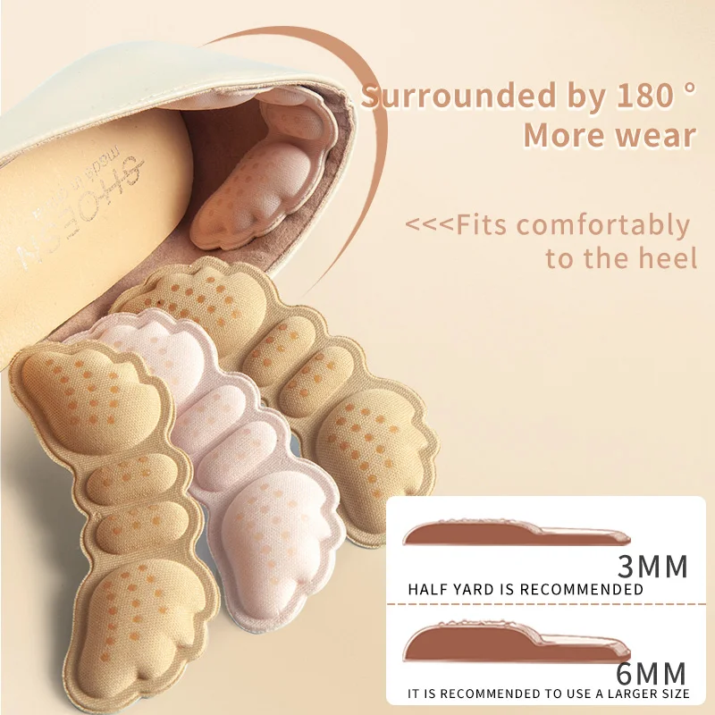 1 par de plantillas de tacón alto mariposa tamaño ajustable revestimiento del talón empuñaduras Protector pegatina almohadilla del talón cuidado de los pies Anti mantener al pecho almohadillas del talón