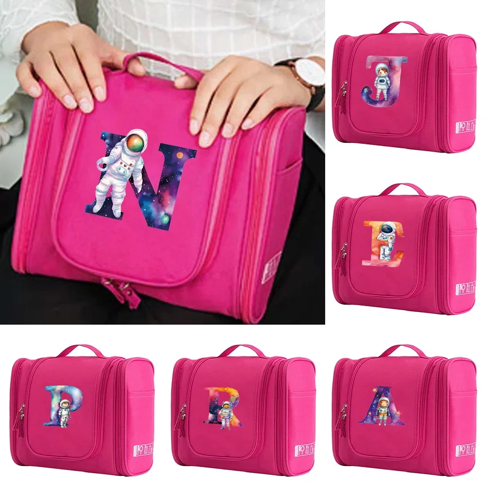 2026 New Multi Functional Women's Fashion Astronaut Letter Pattern Hanging Washing Travel Storage Bag Minimalist Makeup Bag
