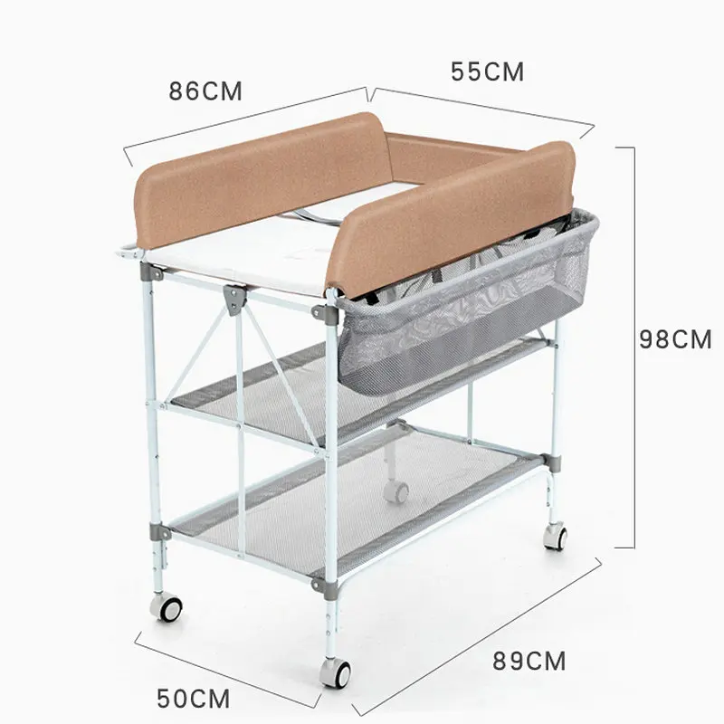 

Folding Multifunctional Baby Diaper Station, Portable Infant Changing Table, Massage Bathing Stand with Storage Rack