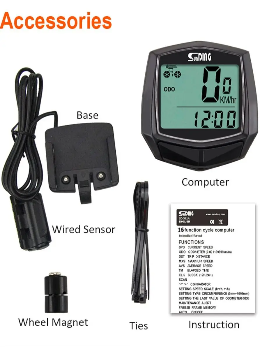 AliExpress Other 1PC/2PCS LCD Digital Bike Computer Display Bicycle Odometer Speedometer Cycling Wired Stopwatch Riding Accessories
