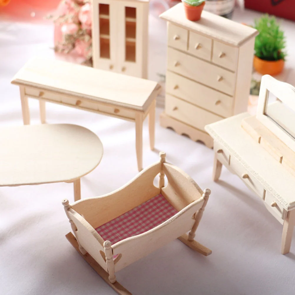 Huiswieg Miniatuur Meubilair Model Accessoires Houten speelgoedwieg voor kinderen