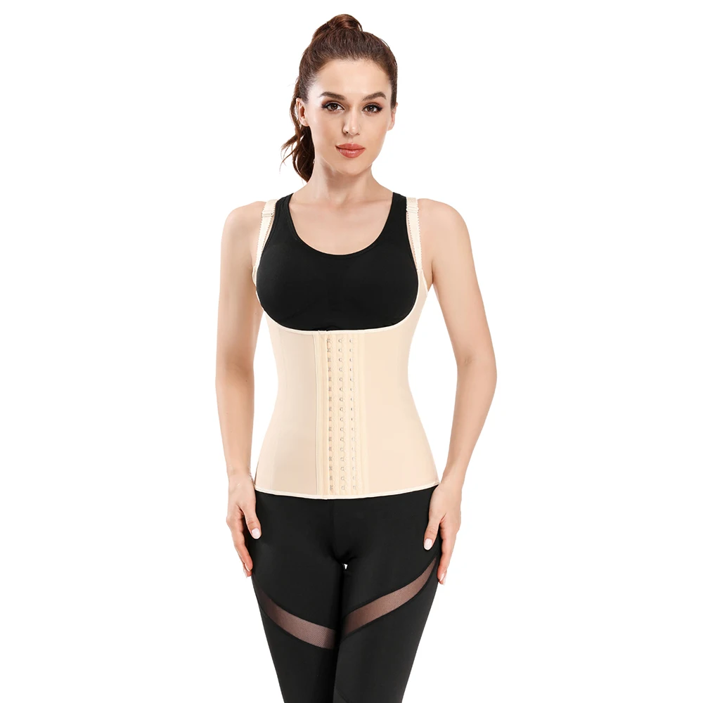 Latex Waist Trainer Corset 9 Steel Boned Adjustable Shoulder Straps Vest Bustier Hooks and Eyes Closure Sports Gorset