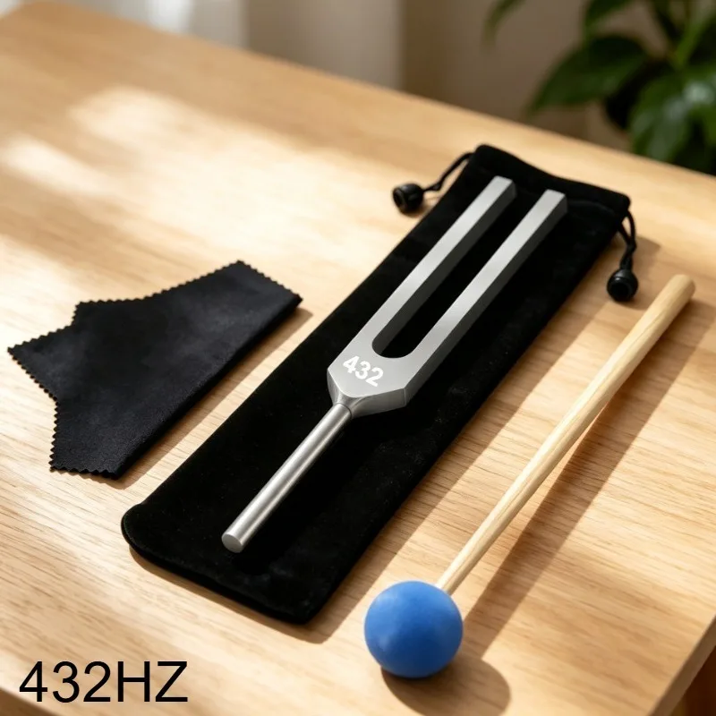 432HZ Tuning Fork Aluminum Alloy Tuning Forks Sound Healing Meditation Medical Silvery Percussion Instruments with Storage Bag