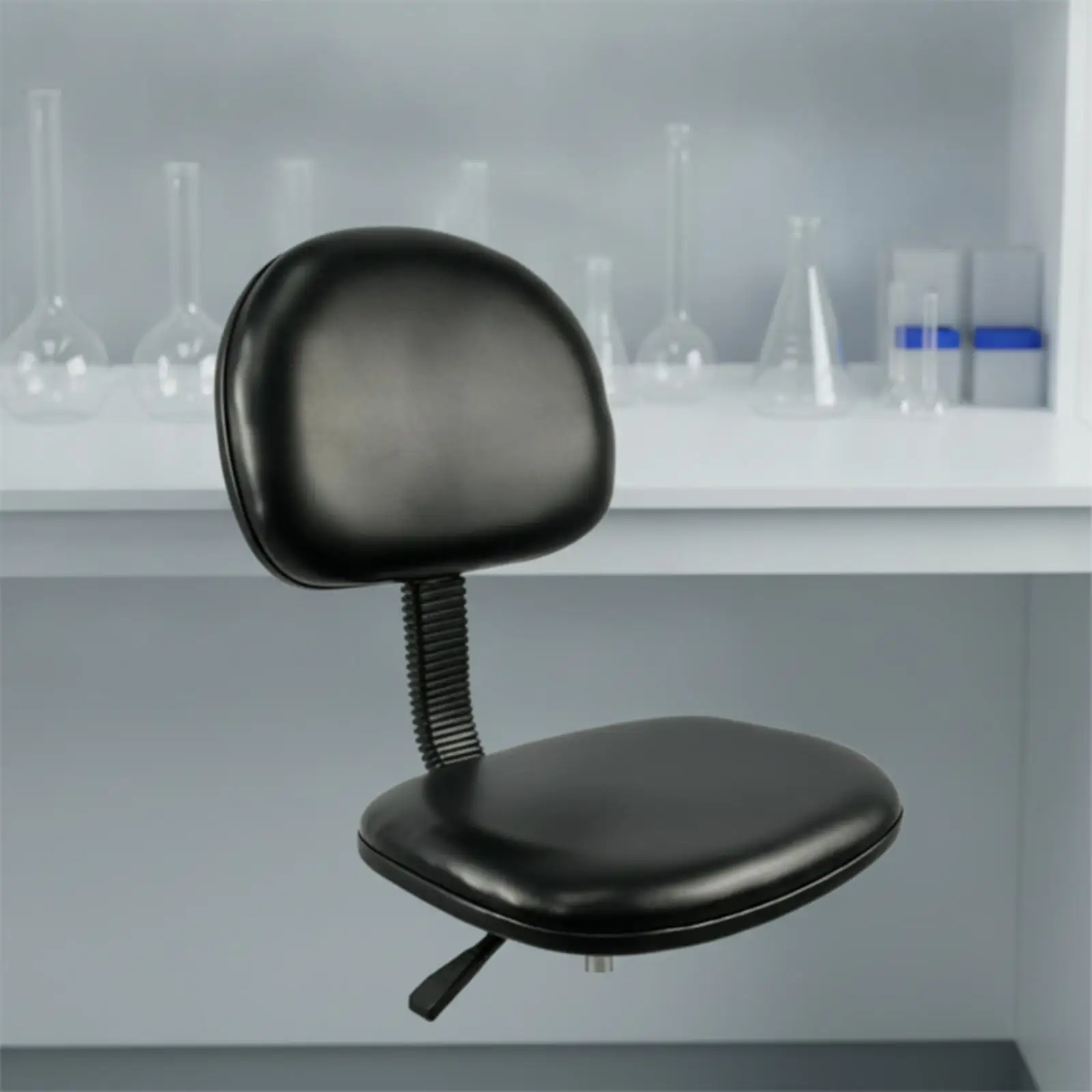 Pu Foam Chair Cleanroom-Compatible Stool with Backrest Height-Adjustable Chair with Backrest for Technicians, Machinists,