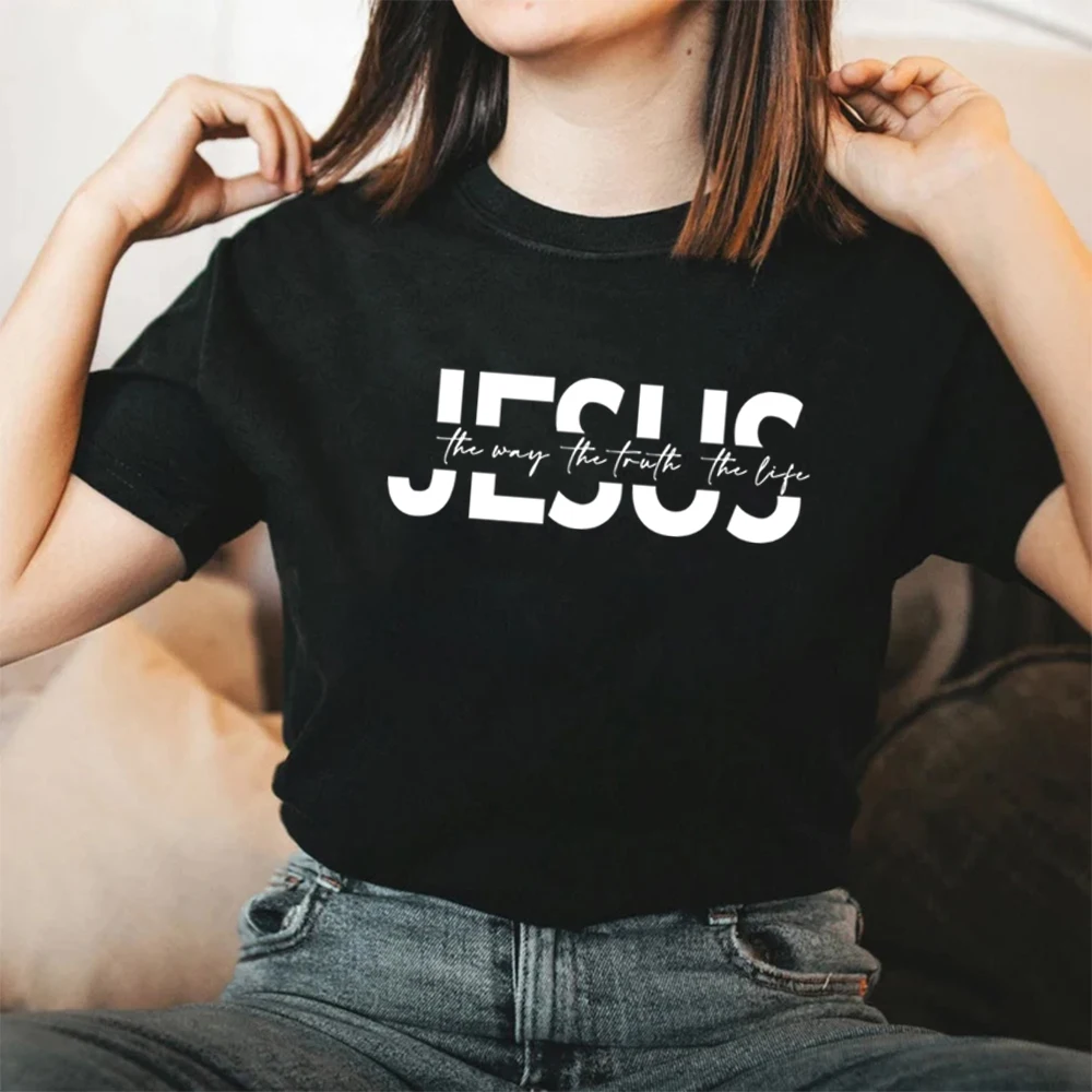 Jesus The Way The Truth The Life T Shirt Christian T-Shirt Jesus Gift Religious Tshirt Women Clothing Summer Short Sleeve Tops