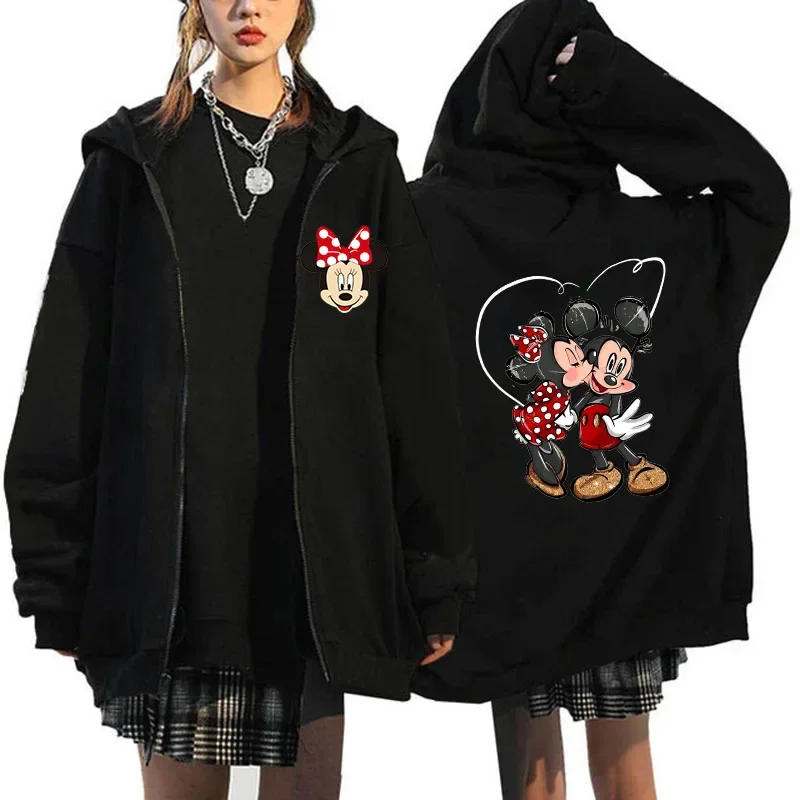 Y2k 90s Minnie Zipper Sweatshirts Mickey Mouse Disney Hoodies Harajuku Women Jacket Clothes Cartoon Streetwear Unisex