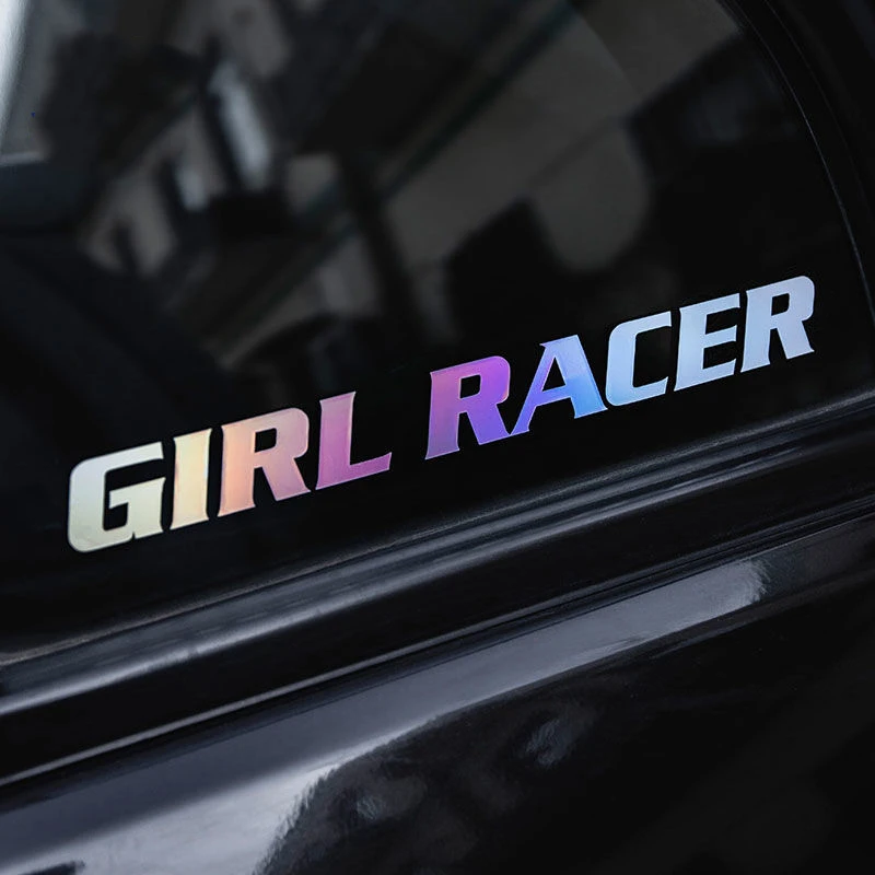 2/1pcs GIRL RACER Refit Car Stickers Window Removable Vinyl Decals Oilproof Decora Motorcycle Fuel Tank Trim Lady Driver Sign