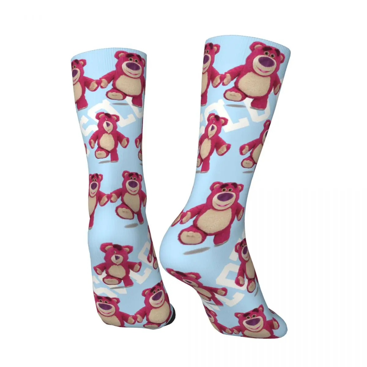 Crazy compression Cute Bear Sock for Men Harajuku Disney Toy Story Lotso Quality Pattern Crew Sock Novelty