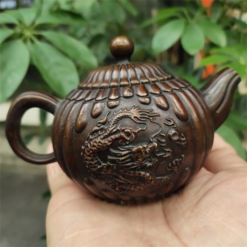 

Pure copper double dragon teapot, wine pot, exquisite household tea ceremony craft decoration, auspicious decoration, old style