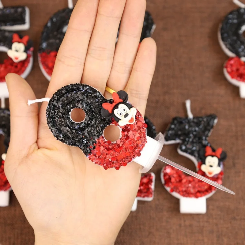 

0-9 Number Candle Anime Mickey Cute 3D Kawaii Disney Cartoon Character Party Cake Plug-in Birthday Cake Decoration Kids Gifts