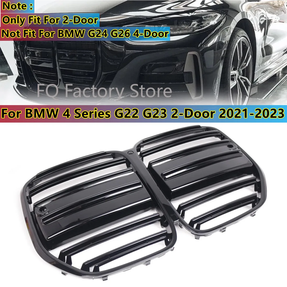

Для BMW 4 серии G22 G23 430i 435i M440i 2-дверный 2021 2022 2023 Автомобильный передний бампер Решетка почек Глянцевая черная верхняя гоночная решетка