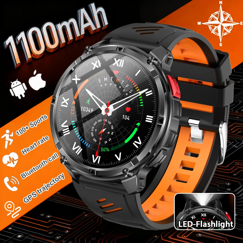 

2026 Новый T-Rex3 Ultra 1100 мАч Смарт-часы с аккумулятором GPS Track Компас IP69K Водонепроницаемый спортивный трекер На открытом воздухе Военные умные часы