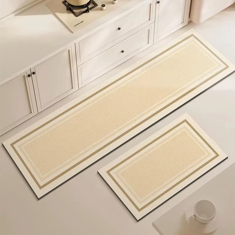 

Kitchen Rug Waterproof Leather Carpet Simple Lines Anti-slip Floor Mat Long Rugs Home Decoration Foot Mats Oil-proof Alfombra
