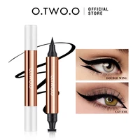 O.TW O.O-Juego de sellos para delineador de ojos, 2 piezas, resistente al agua, de larga duración, negro, líquido, para maquillaje de ojos