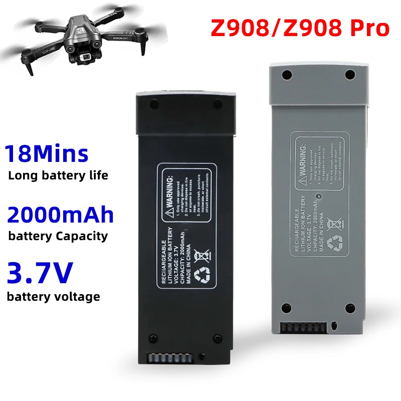 

Z908 Pro Drone Battery 3.7V 2000mAh For Z908 Drone RC Quadcopter Spare Parts Batteries Z908 Max Lipo Battery Accessories 2/4PCS