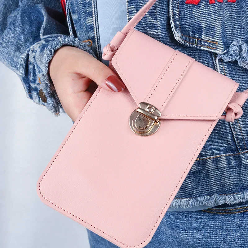 Retro Fashion Touch Screen Phone Bag PU Leather Crossbody Small Purse Designer Leisure Shoulder Bag Mini Women\'s Messenger Bag