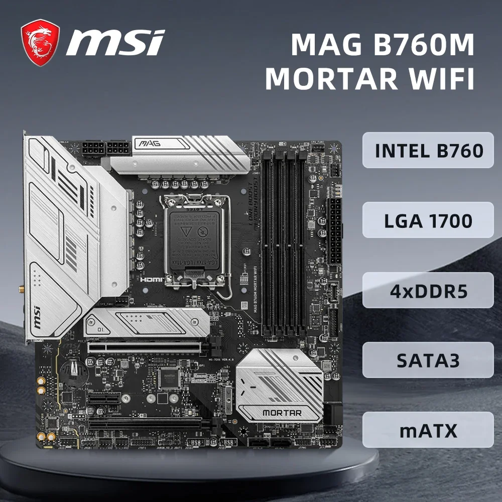 MSI MAG B760M MORTAR WIFI Motherboard LGA1700 Intel B760 Mainboard Support Intel 12th 13th Processor CPU 4xDDR5 256GB PCIE 5.0