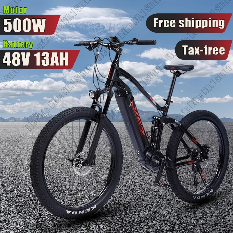 AKEZ M600 Electric Bike 500W BaFang Motor 48V13AH Hydraulic Disc Brake EBike 27.5 Inch Fat Tire Aldult Mountain Electric Bicycle