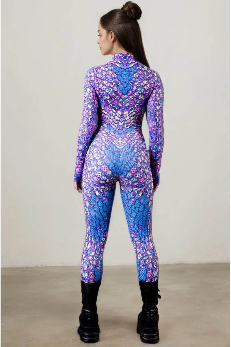 IOOTIANY Damen Schmetterling-Schlangen-Bodysuit Catsuit Tribal Halloween Party Rave Jumpsuit Festival Cosplay Performance Zentai – Detail 7