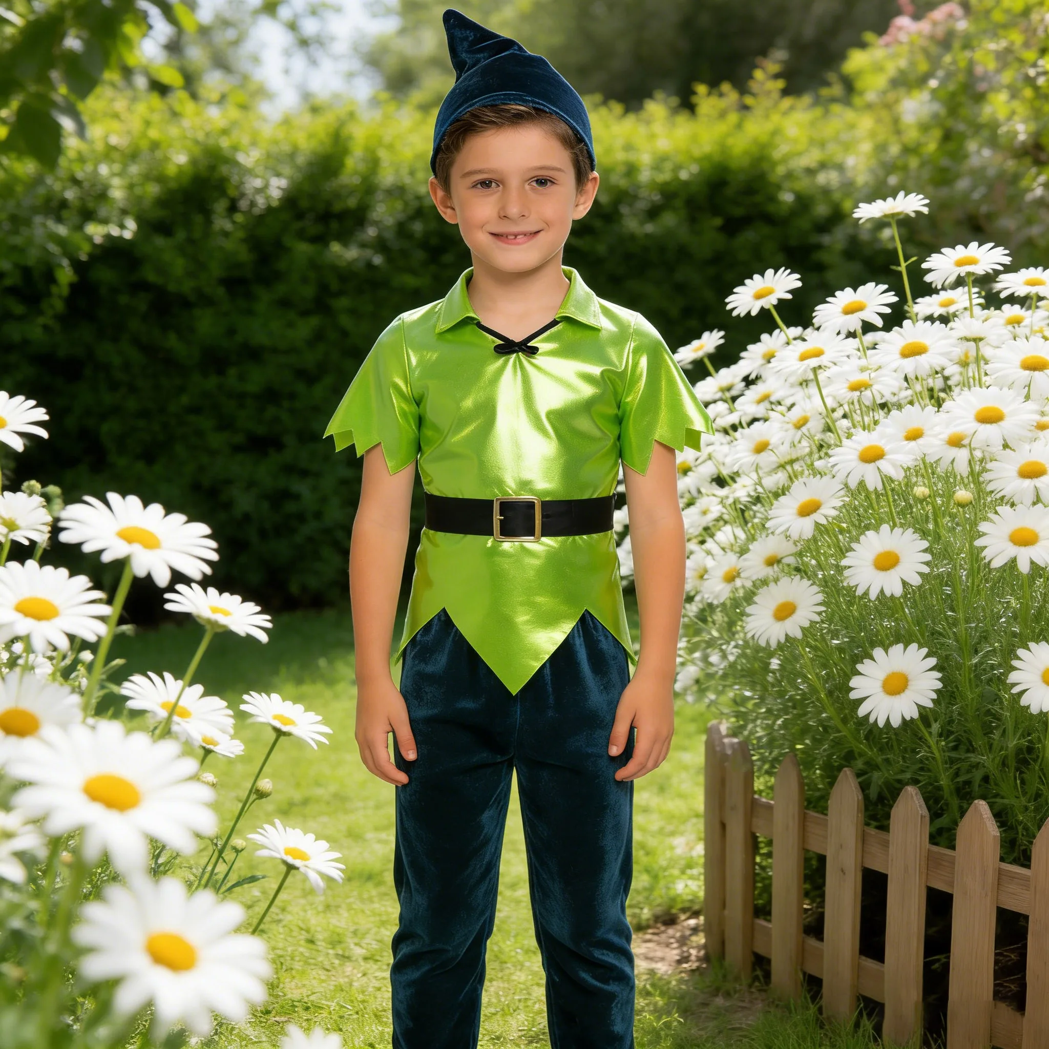 2026 Carnival Anime elf Cosplay Boys Children's 3pcs Sets top and bottom Hat Set Festival Saint Patrick  Disguise Costume