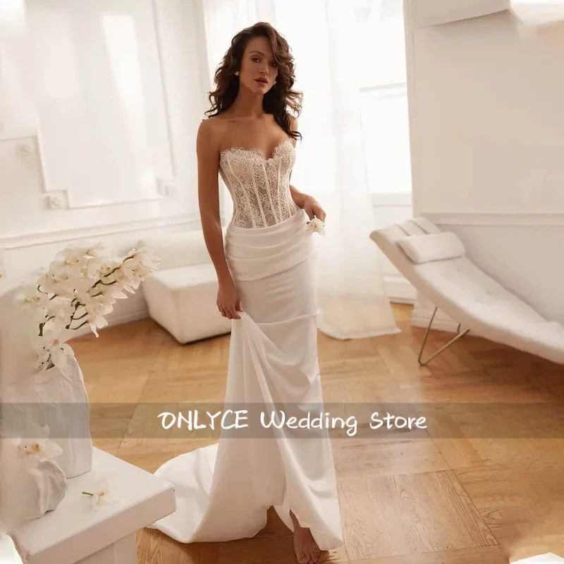 

Elegant Sweetheart Lace Applique Sheath/Mermaid Wedding Dresses Custom Made 2026 Vestido De Noival