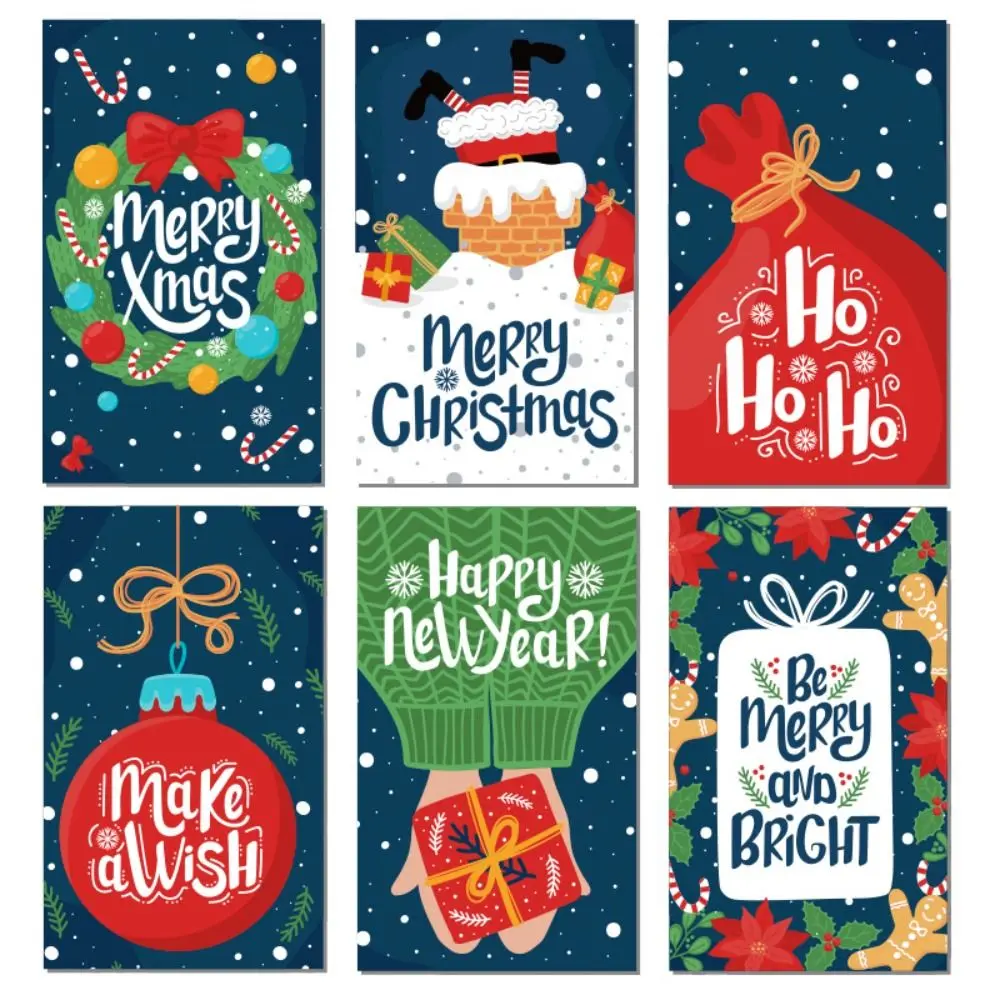 50PCS Package Insert Merry Christmas Cards Gift Xmas Tree 5.4*9cm Greeting Postcard Gift Box Ornament Note Card Christmas