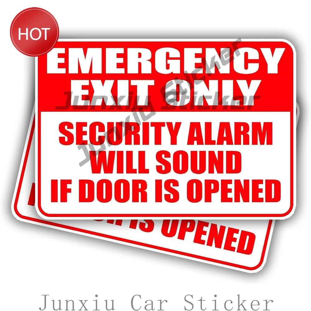 2 Pack Emergency Exit Only Alarm Will Sound Sign PVC Vinyl Sticker For Building Entrance Doors Safety Reminder Decal