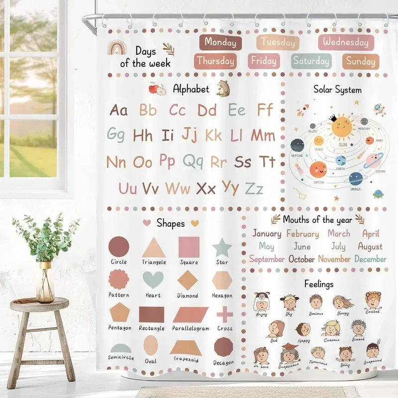 

LKX01Kids Rainbow Shower Curtain Cartoon Cute Stars Clouds Love Inspirational Quotes Flower Boy Girl Polyester Bathroom Deco2Hb$