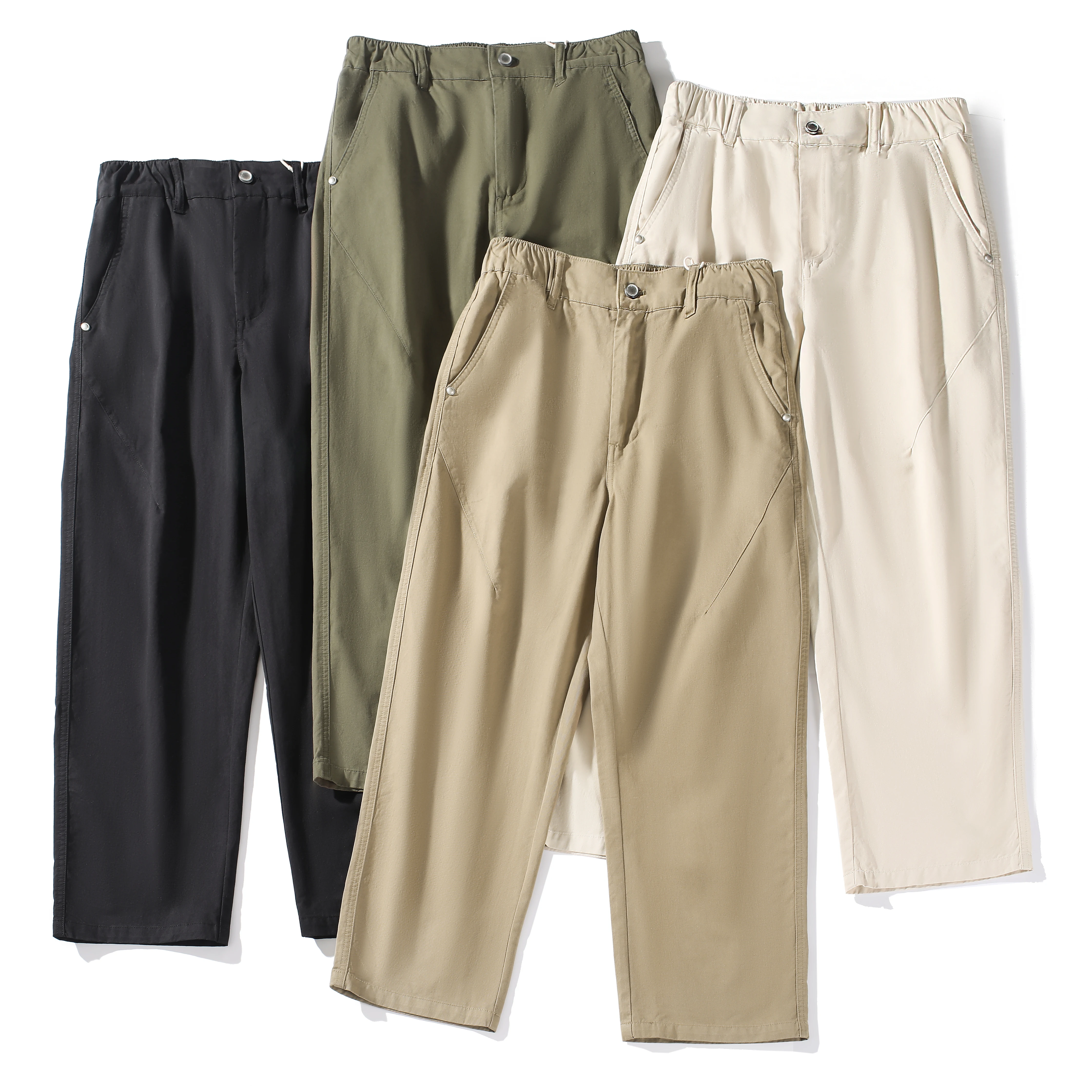 Retro Japanese Straight Leg Work Pants Men's Trendy Brand Spring Autumn Loose Elastic Pure Cotton Casual Long Pants