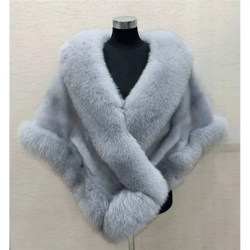 Women's Faux Fur Shawl Wrap Soft Fluffy Stole for Wedding Evening Party Winter Warm Accessory