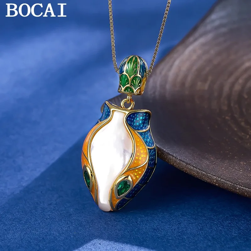 

BOCAI NEW S925 Pure Silver Light Роскошная нишевая подвеска в виде головы змеи с зелеными глазами