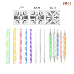 Mandala Dotting Tools Kit para Pintura, Pedra da Rocha, Cerâmica, Hastes Acrílicas, Escultura, Estêncil, D5QC, 16Pcs, Conjunto