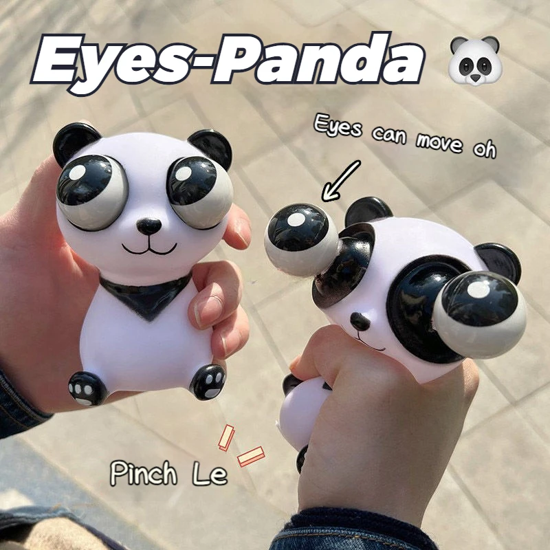 Cartoon Panda Pop Up Big Eyes Figurines Car Ornament Relieving Stress Squeezing Decompression Toys Children New Year Funny Gifts