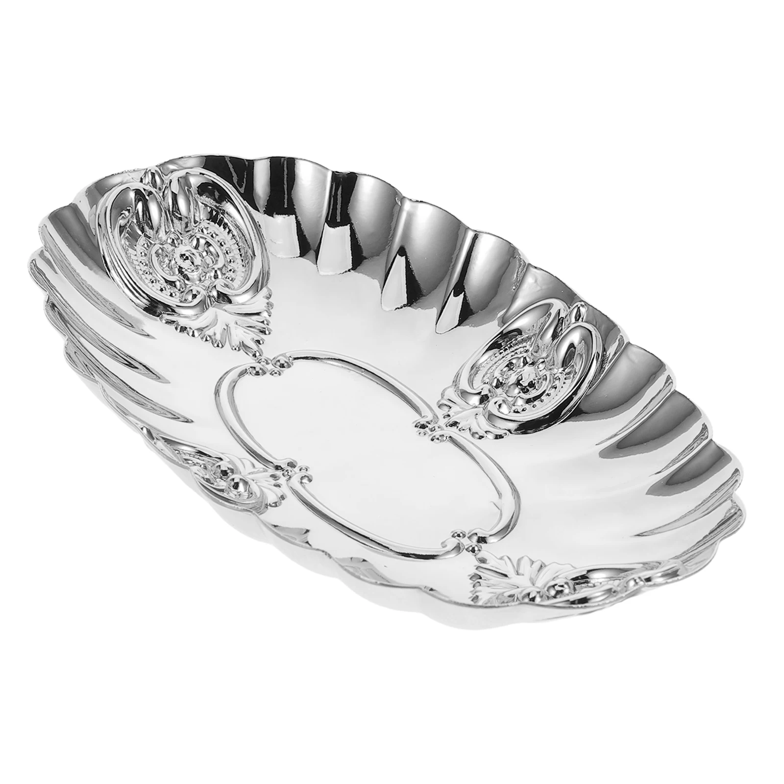 

Dresser European Jewelry Tray Classic Trinket Candles Holders Aesthetic Ring Plate Trays for Bedroom Silver
