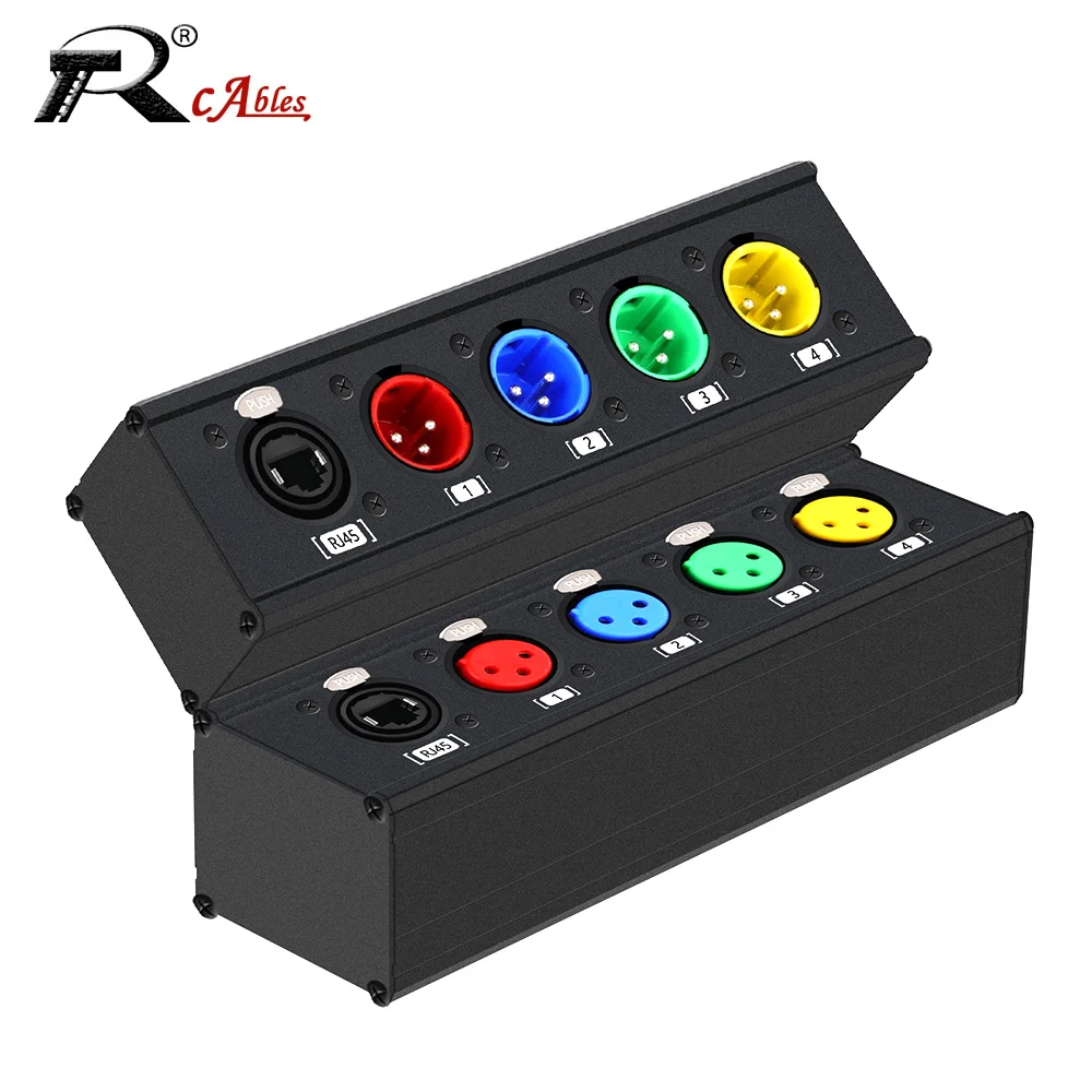 STP RJ45 CAT5 to 4-Channel 3Pin XLR/6.35mm Audio And DMX Over Network Cable Extender,DMX512 Network Signal Extender Male+Female