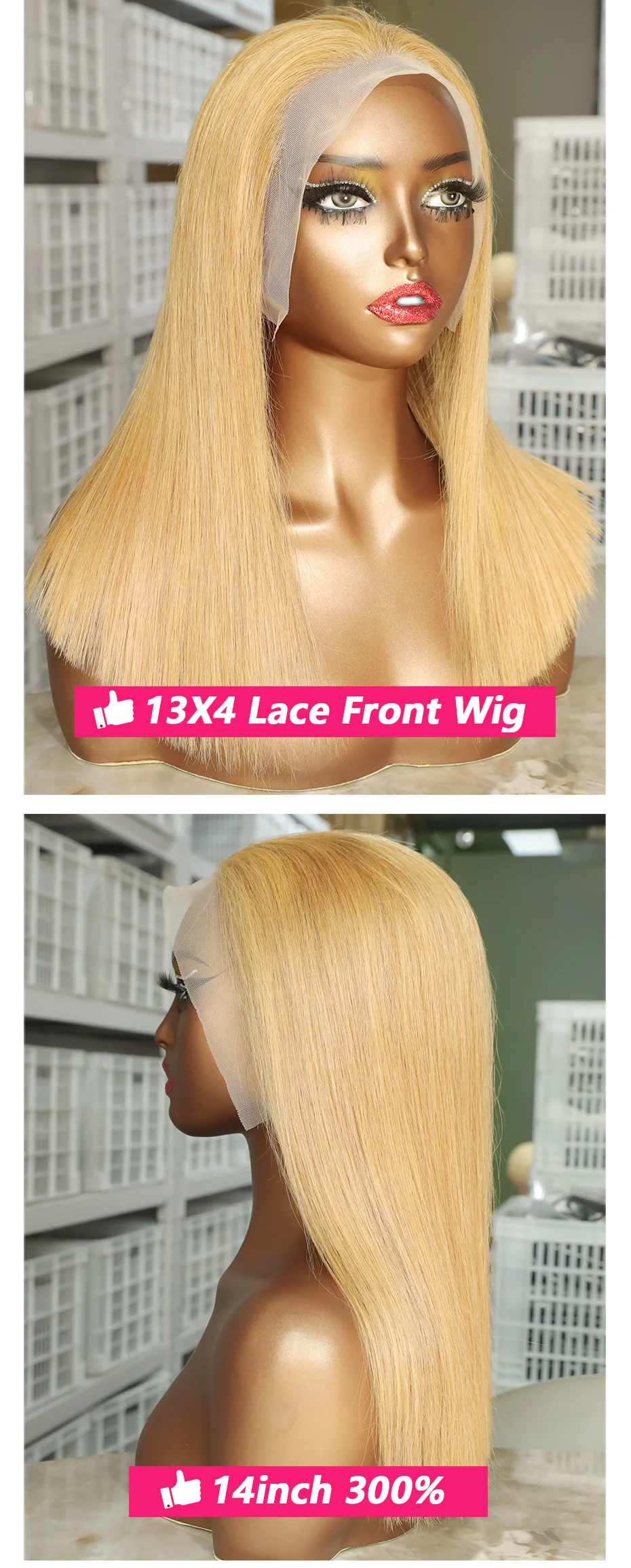 # 27 Honigblond 13x4 Lace Frontal Bob Perücken 100% Echthaar gefärbtes rohes vietnamesisches Haar 5x5 kleberlose Perücke doppelt gezogen vorgezupfte Perücke – Detail 2