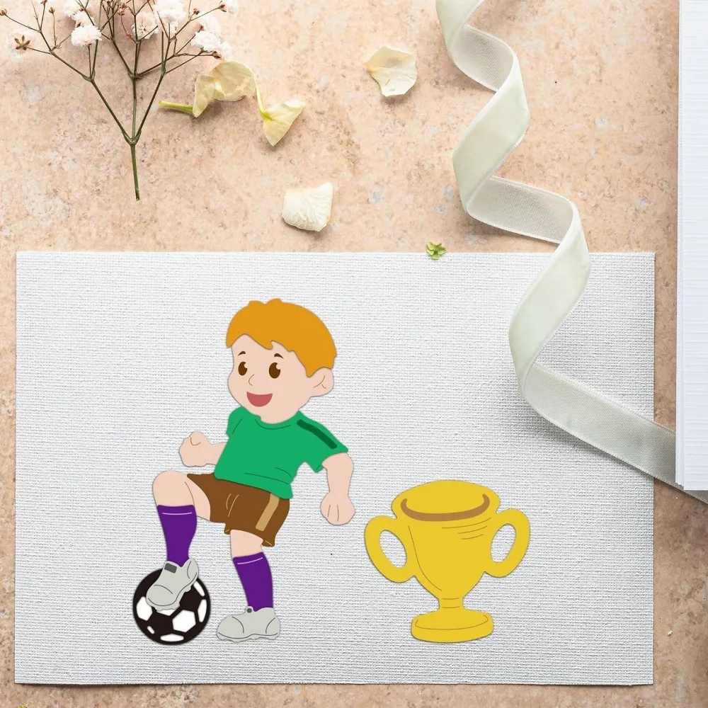 3 szt. Piłka nożna Sport do cięcia stali węglowej matryce, szablon szablonów do robienia zdjęcie dekoracyjne papieru do scrapbookingu